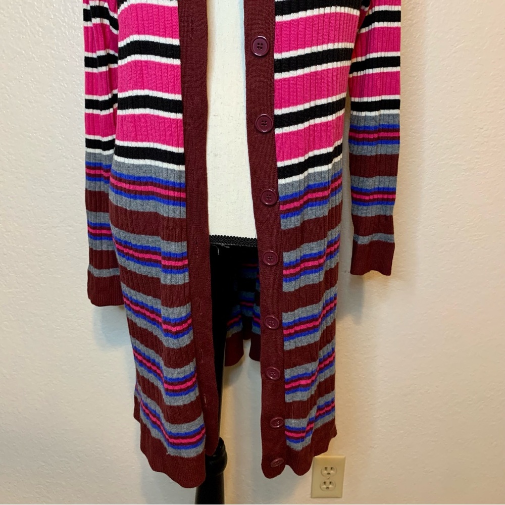 Lane Bryant Fitted Button Front Striped Duster Cardigan Multicolored Size 18/20 - Picture 6 of 15